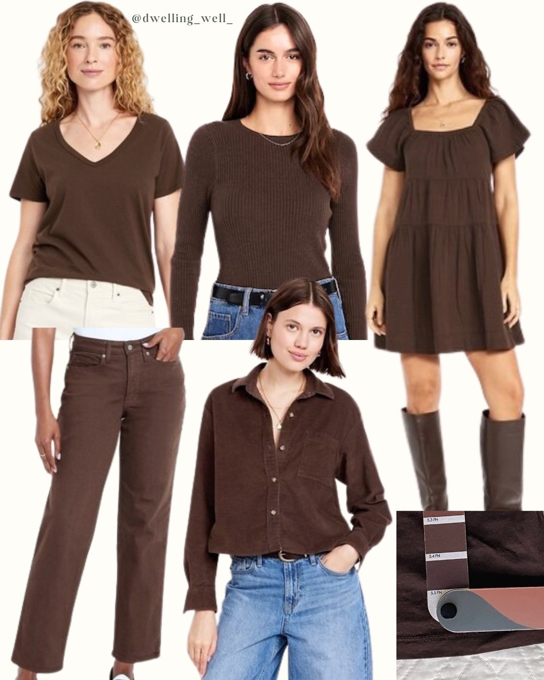 Old Navy “earthen” is a beautiful deep #softautumn color, so perfect for fall & winter! I verified the color with my TCI swatches on the v-neck tee. 
It is like the color of dark chocolate 🍫