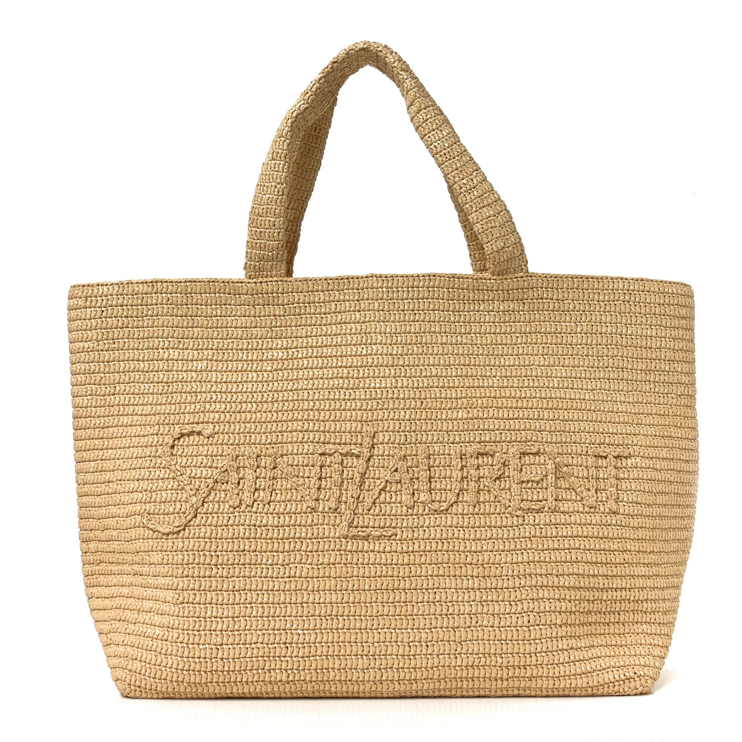 Saint Laurent Raffia Logo Tote Naturel 1873212 | FASHIONPHILE (US)