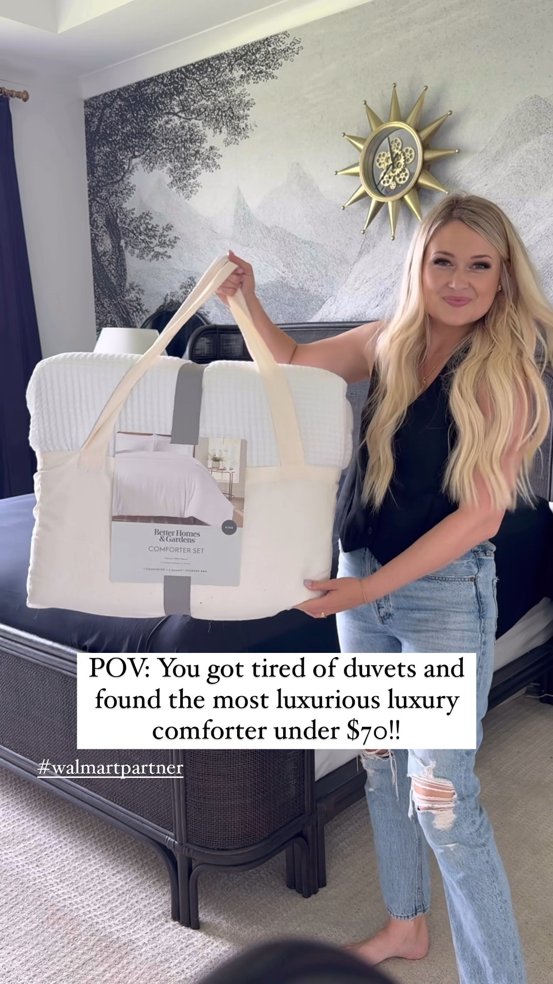 This is the softest waffle knit comforter from @walmart! we got tired of using a duvet with it slipping around and we are so excited about this one! I love waffle net because it has the simplicity of a single color but the texture to make it feel luxurious and cozy! This comes in several different colors and is under $70!! #walmartpartner #walmarthome 

#LTKStyleTip #LTKHome #LTKFindsUnder100