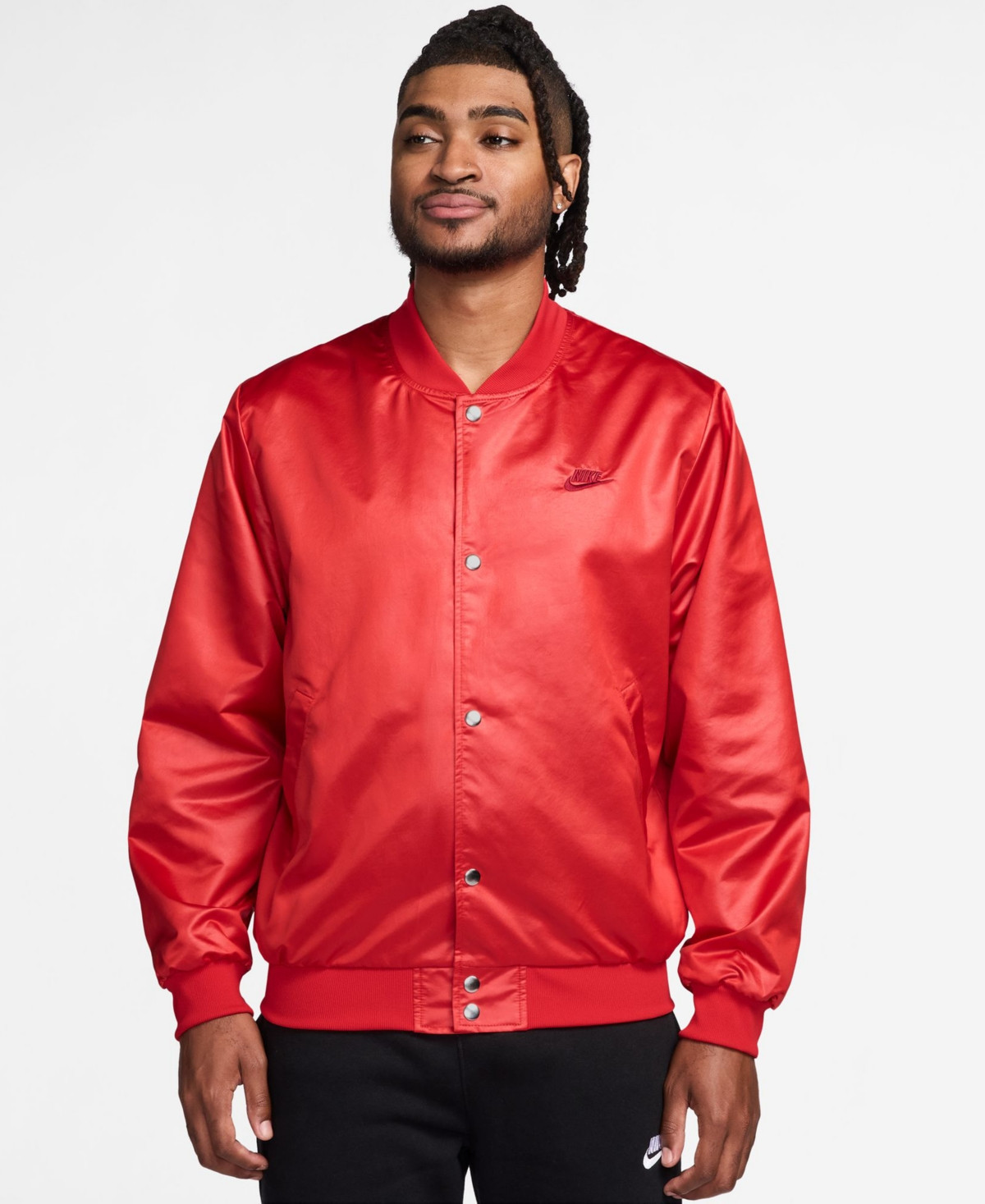 Nike Men's Sportswear Club Snap-Front Varsity Jacket - University red/Team crimson | Macy's