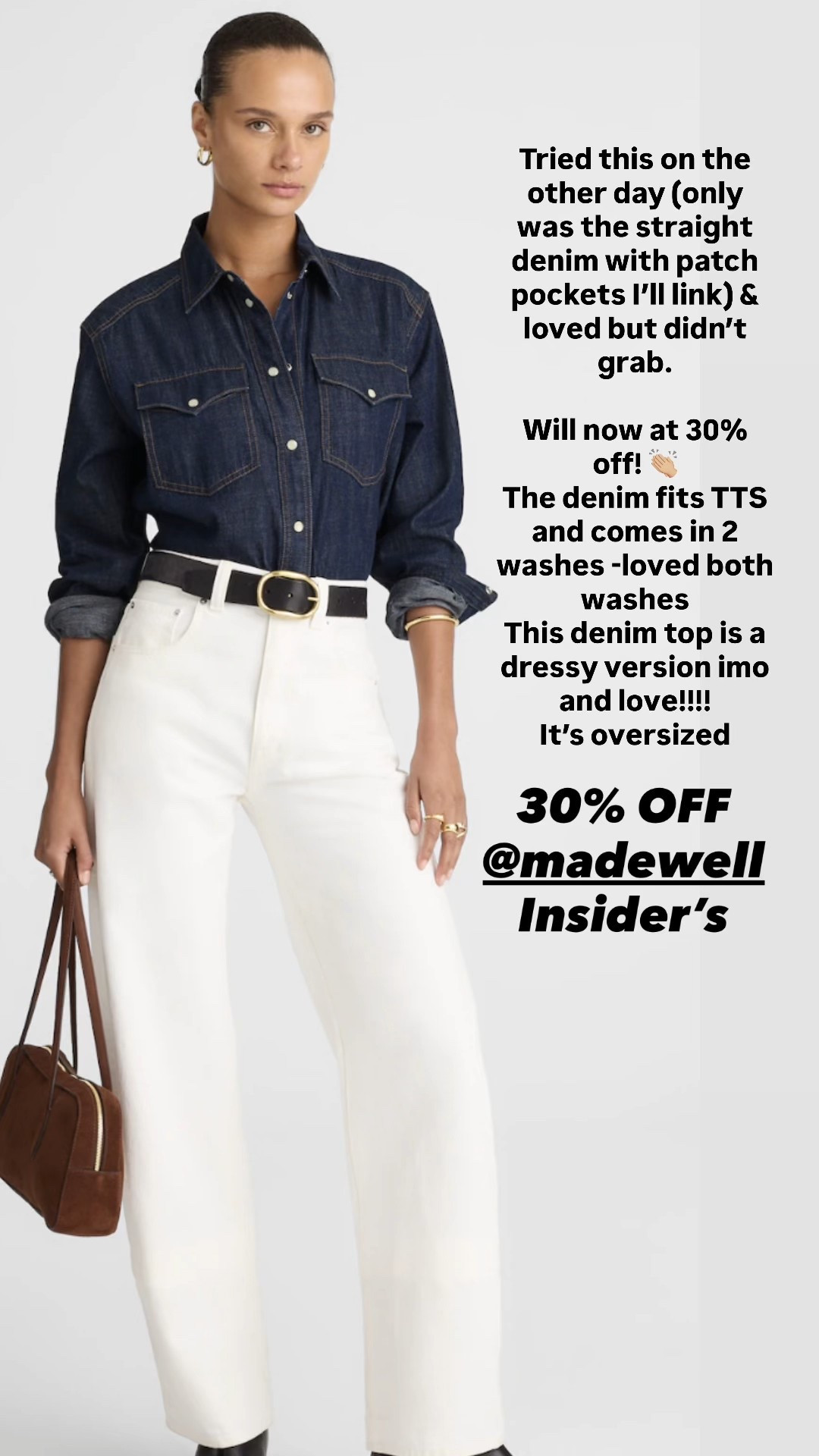 Madewell insiders event – 30% offsite wide, some exclusions apply.

I tried this on and store the other day and didn’t grab but wished that I did, now I will at 30% off!

Linking the actual pair of denim that I tried on which I love a bit more. Has patch pockets. The fit is true to size and comes into washes. 



#LTKOver40 #LTKFamily #LTKSaleAlert