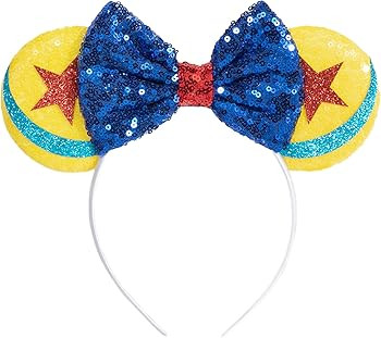CHuangQi Mouse Ears Headbands with Shiny Bow, Double-sided Sequins Glitter Hair Band, for Birthda... | Amazon (US)