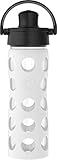 Lifefactory 16-Oz Glass Active Flip Cap/Silicone Sleeve Water Bottle, 16 Ounce, Optic White | Amazon (US)