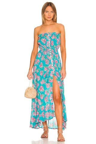 Tiare Hawaii Ryden Maxi Dress in Hibiscus Bouquet Teal from Revolve.com | Revolve Clothing (Global)