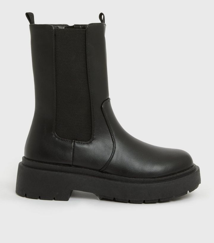 Black High Ankle Chunky Cleated Chelsea Boots
						
						Add to Saved Items
						Remove from S... | New Look (UK)
