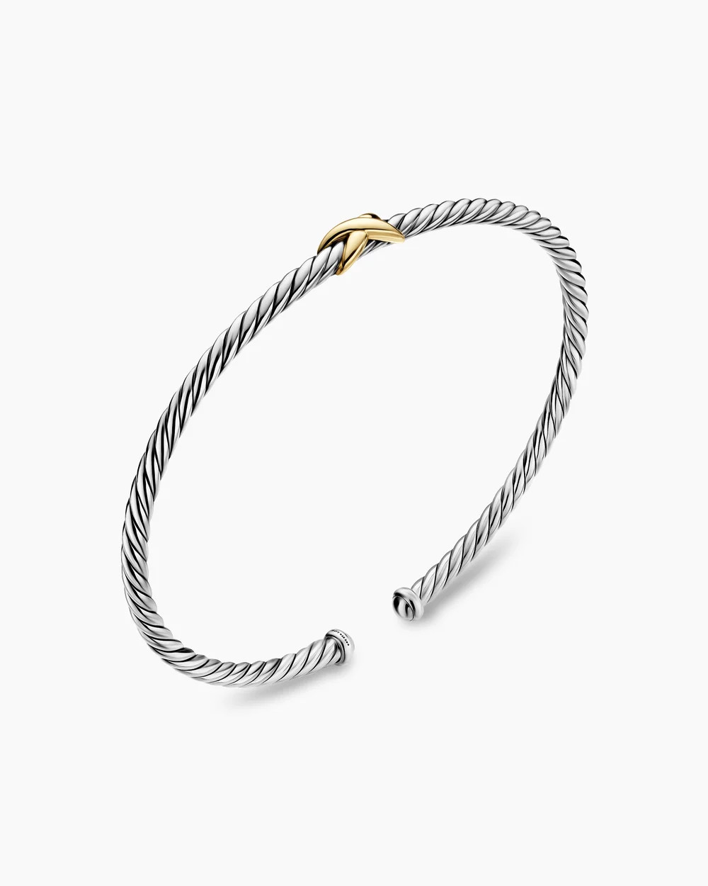 David Yurman | Micro Cable Flex X Bracelet in Sterling Silver with 14K Yellow Gold, 2.6mm | David Yurman