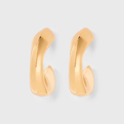 Puffy Pressed Hoop Earrings - Universal Thread™ Gold: Recycled Iron, 1.25" Diameter | Target