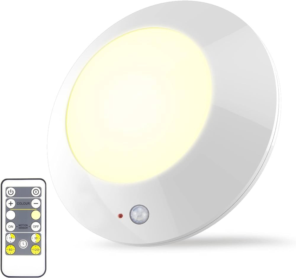 BIGMONAT Battery Operated Shower Light with Motion Sensor Wireless Ceiling Light RF Remote Contro... | Amazon (US)