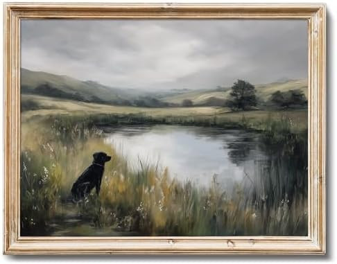 RETRART Vintage Black Labrador Wall Art Prints Rustic Dog Pond Scene, Vintage Do g Wall Decor Far... | Amazon (US)