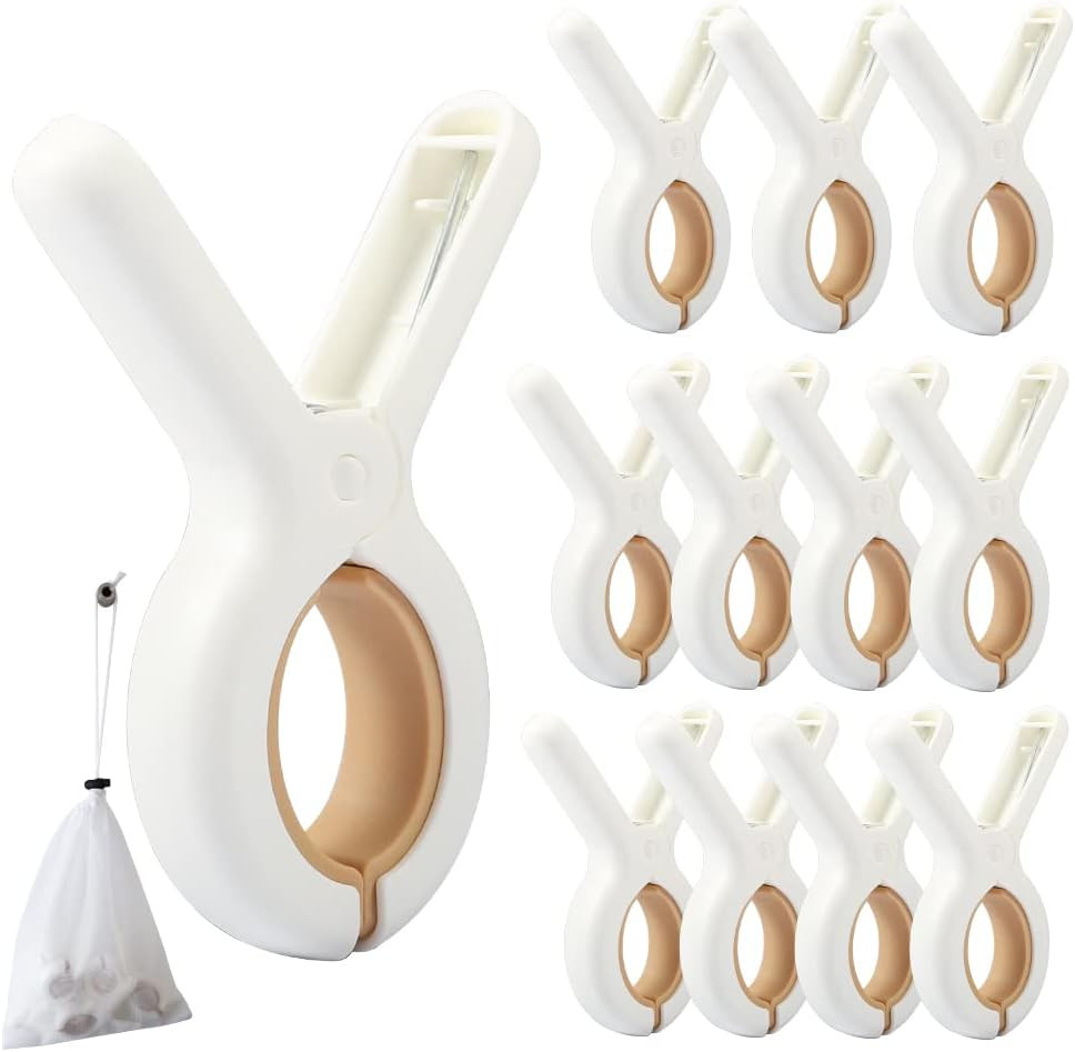 12 PCS Beach Towel Clip, Cloth Pins, Quilt Drying Clip, Plastic Clothespins, Strong Grip Holder t... | Amazon (US)