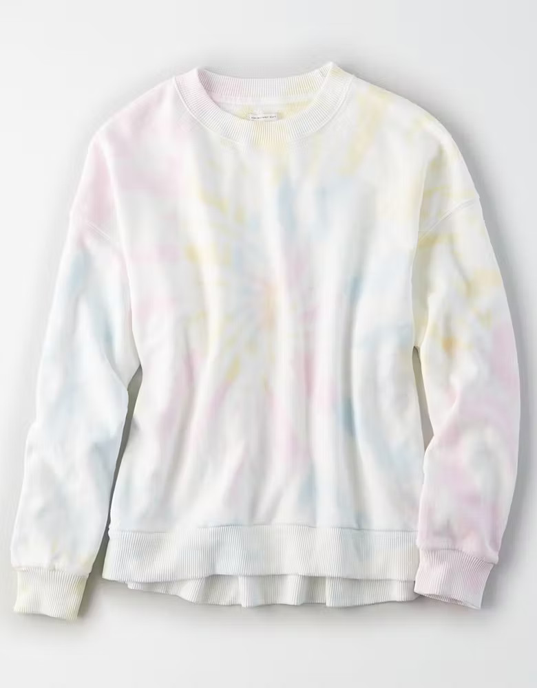 AE Tie Dye Drop Shoulder Sweatshirt | American Eagle Outfitters (US & CA)