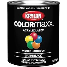 Krylon K05613007 COLORmaxx Acrylic Latex Brush On Paint for Indoor/Outdoor Use, ½ Pint, Satin Bl... | Amazon (US)