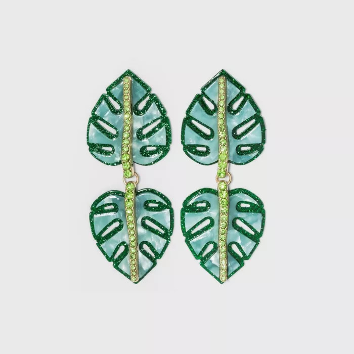 SUGARFIX by BaubleBar Monstera Leaf Drop Earrings - Green | Target