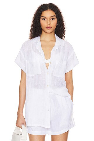 vitamin A Playa Pocket Blouse in White EcoLinen from Revolve.com | Revolve Clothing (Global)