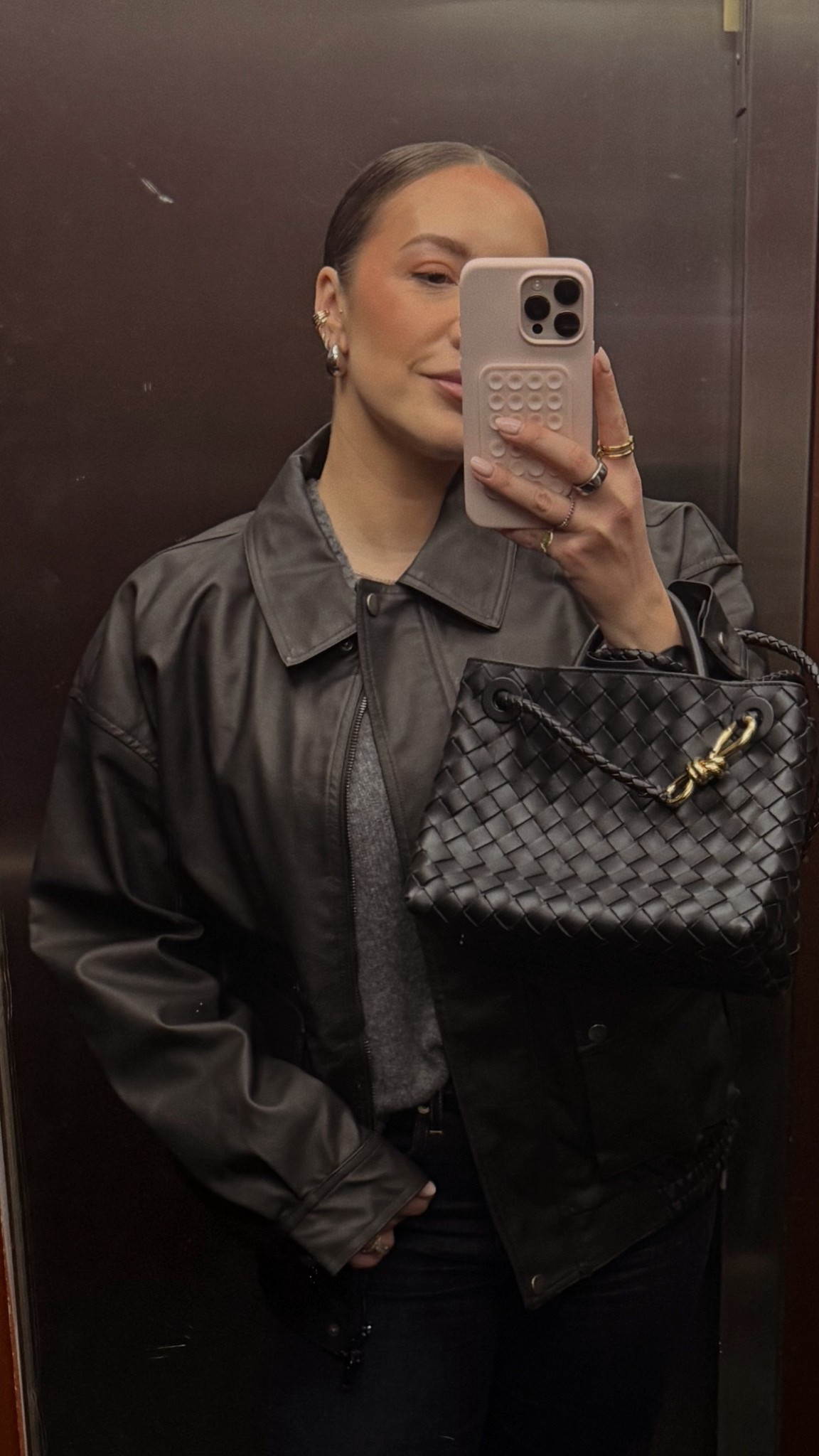 This faux leather bomber is the perfect price point (under $200) and sooo many ways to style it - took an L which gives it that boyfriendy fit 🖤

#LTKHoliday #LTKSeasonal #LTKGiftGuide