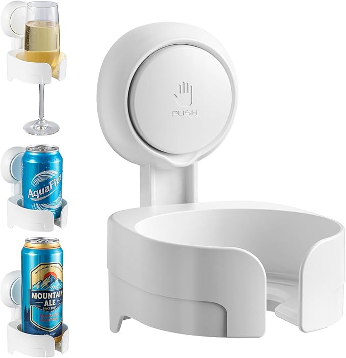 TAILI Suction Cup Wine Glass Holder for Shower, Removable Wall-Mounted Bath Cup Holder for Beer, ... | Amazon (US)