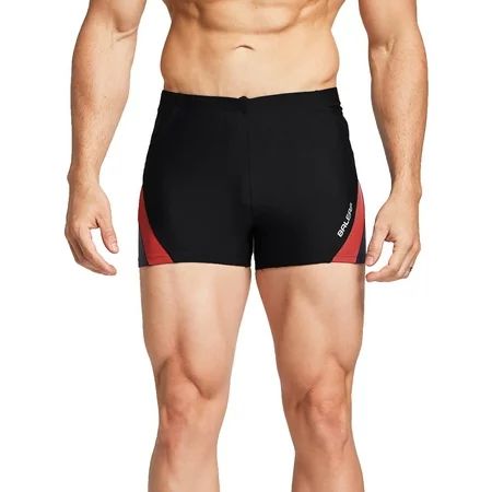 Baleaf Men s Square Leg Athletic Swim Jammers Durable Training Sports Swimsuit Black/Red S | Walmart (US)