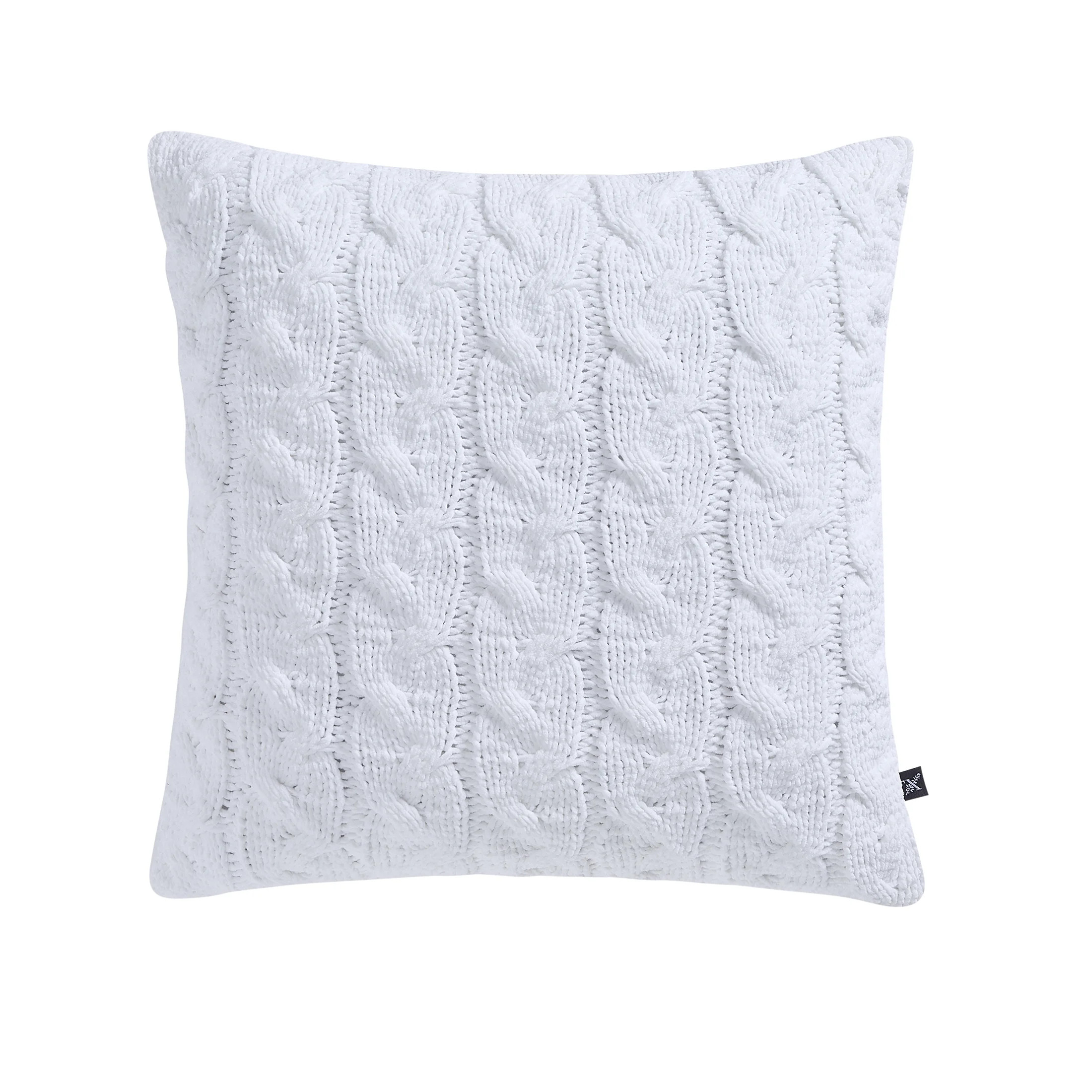 My Texas House Monte 20" x 20" Bright White Chenille Cable Knit Decorative Pillow - Walmart.com | Walmart (US)