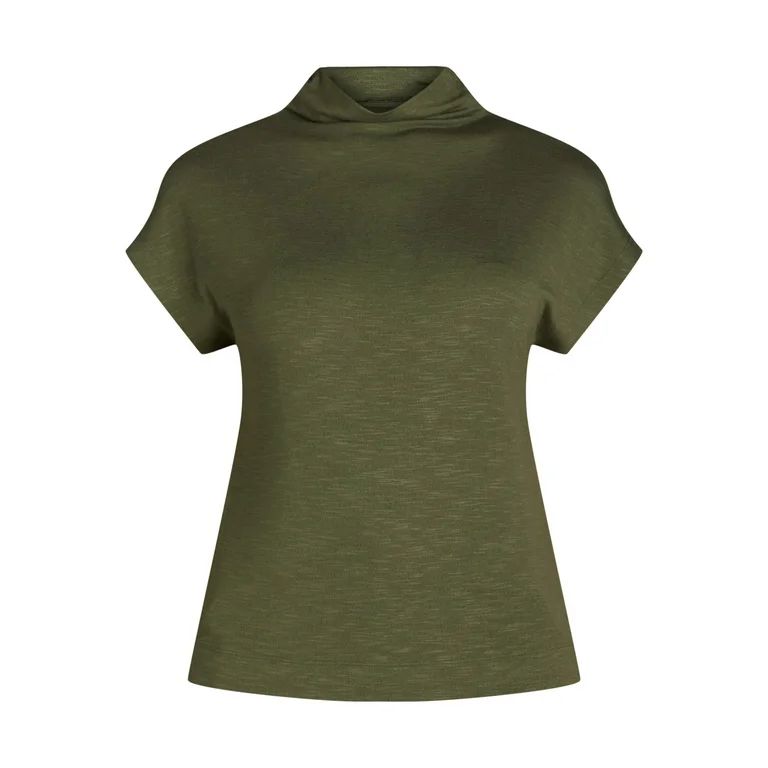 Time and Tru Women's Mock Neck Hacci Knit Tee, Sizes XS-XXXL - Walmart.com | Walmart (US)