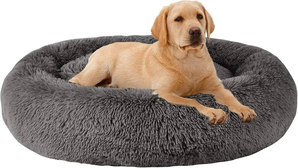 MFOX Calming Dog Bed (XL) for Medium and Large Dogs Pet Bed Faux Fur Donut Cuddler Up to 35/55/10... | Amazon (US)