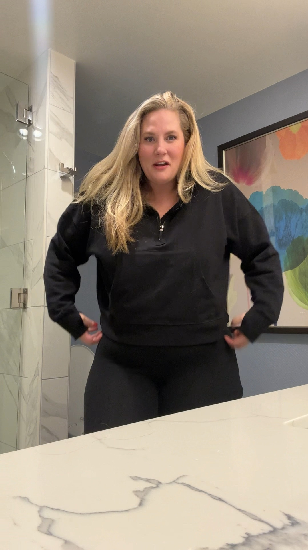 Cute hooded sweatshirt! I sized up one size and it fits great! This is an XXL. I hate snug sweatshirts, oversized is always better  