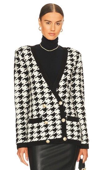 L'AGENCE Maddy Double Breasted Cardigan in Black,White. - size XS (also in M, S) | Revolve Clothing (Global)