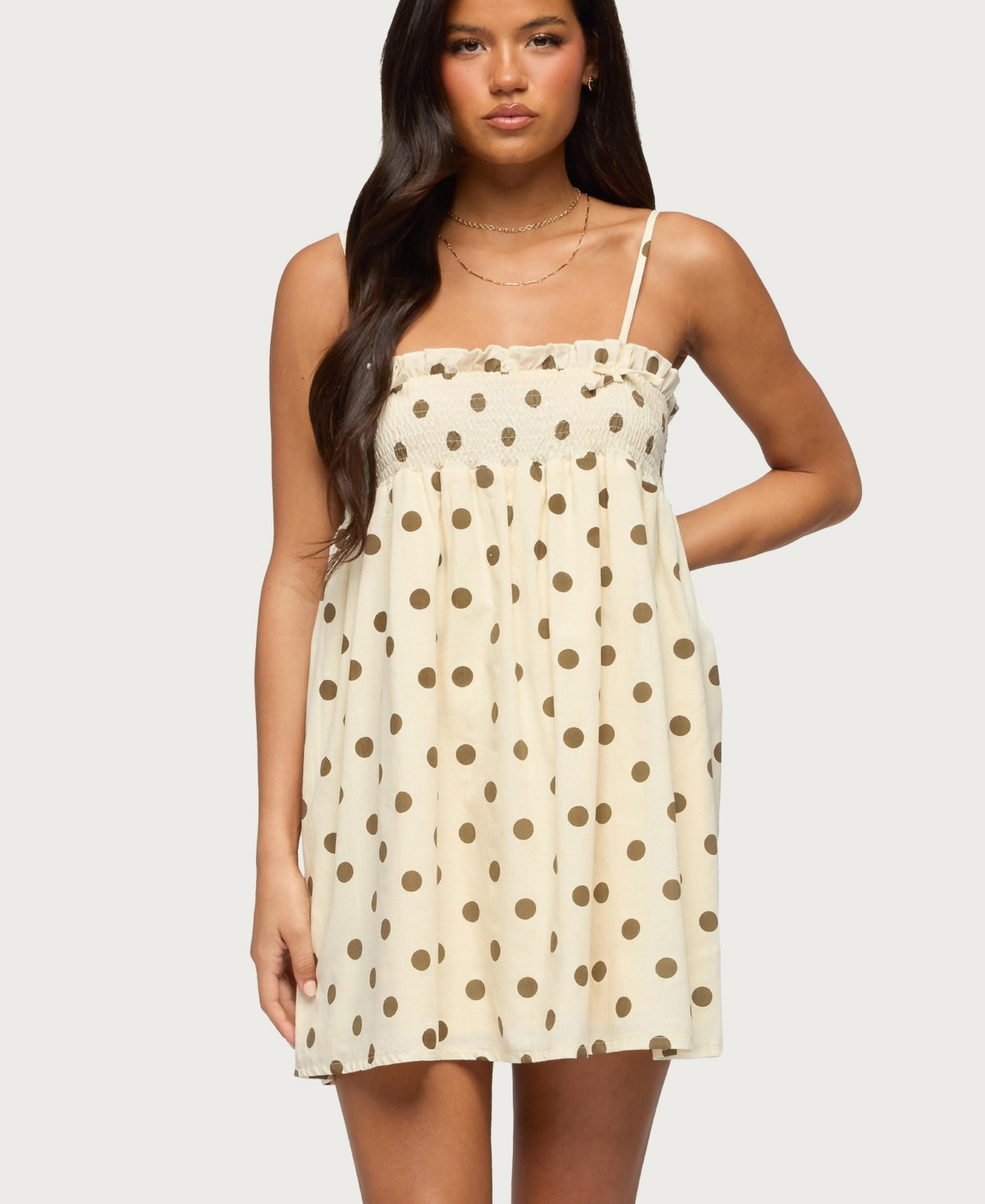 Edikted Women's Polka Dot Linen Look Mini Dress - Cream | Macy's