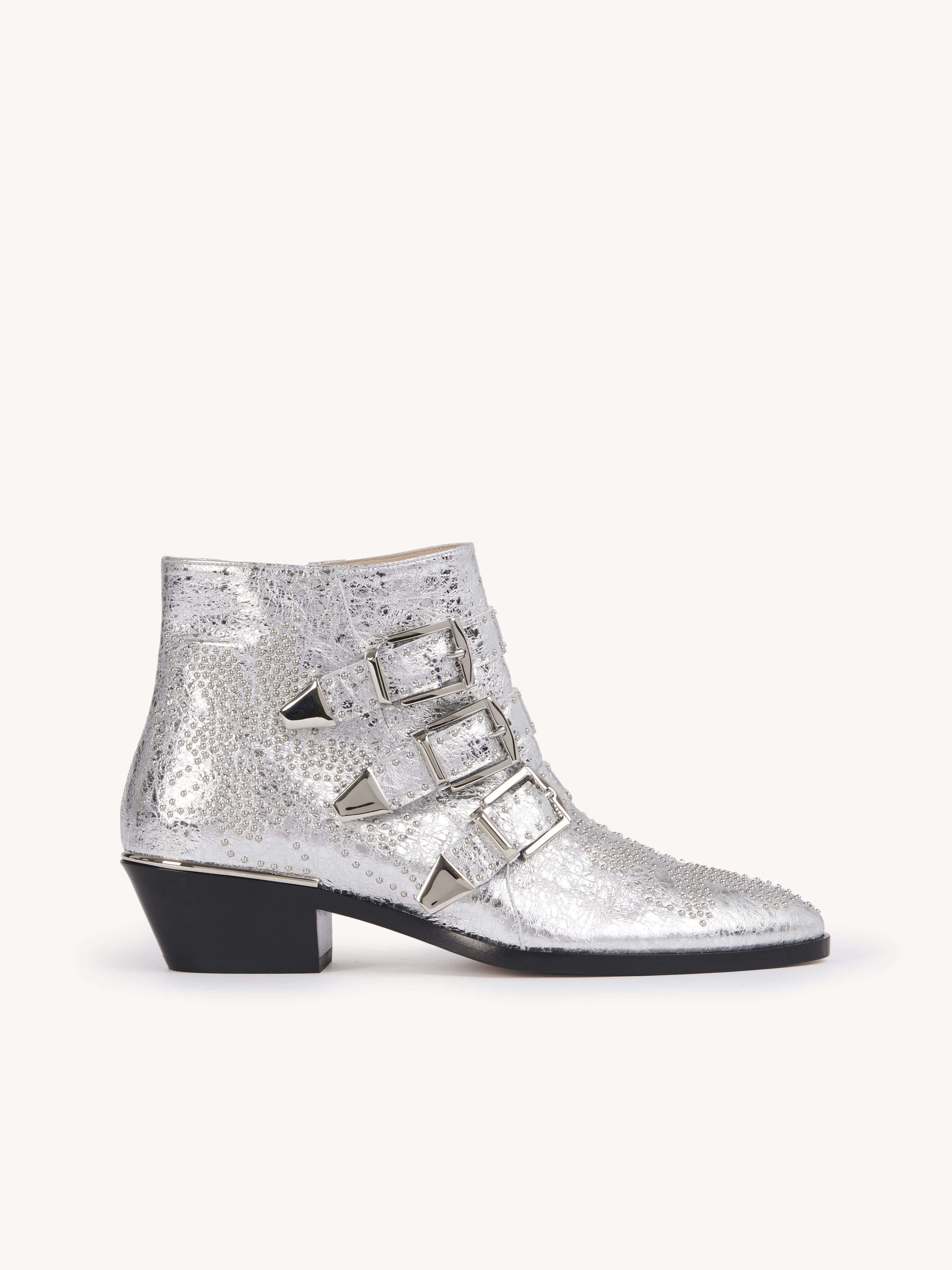 CHLOÉ Susanna short boot Silver Size 10 100% Calf-skin leather | Chloe US