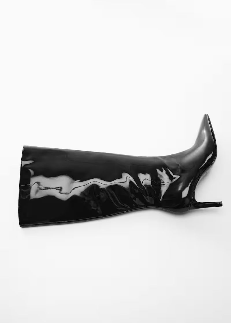 Patent leather-effect heeled boots | MANGO (US)