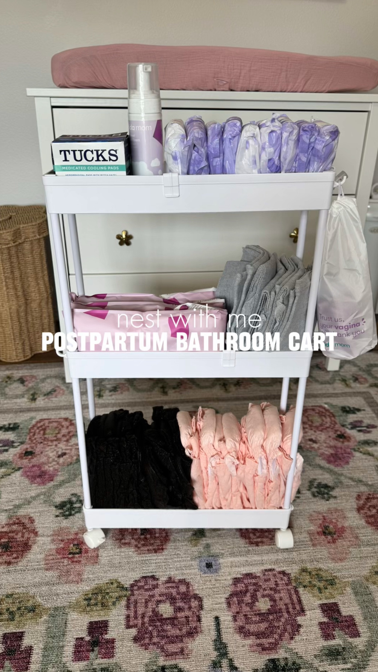 Postpartum Bathroom Cart

New mom 
Postpartum essentials 

#LTKFindsUnder50 #LTKBaby #LTKSaleAlert