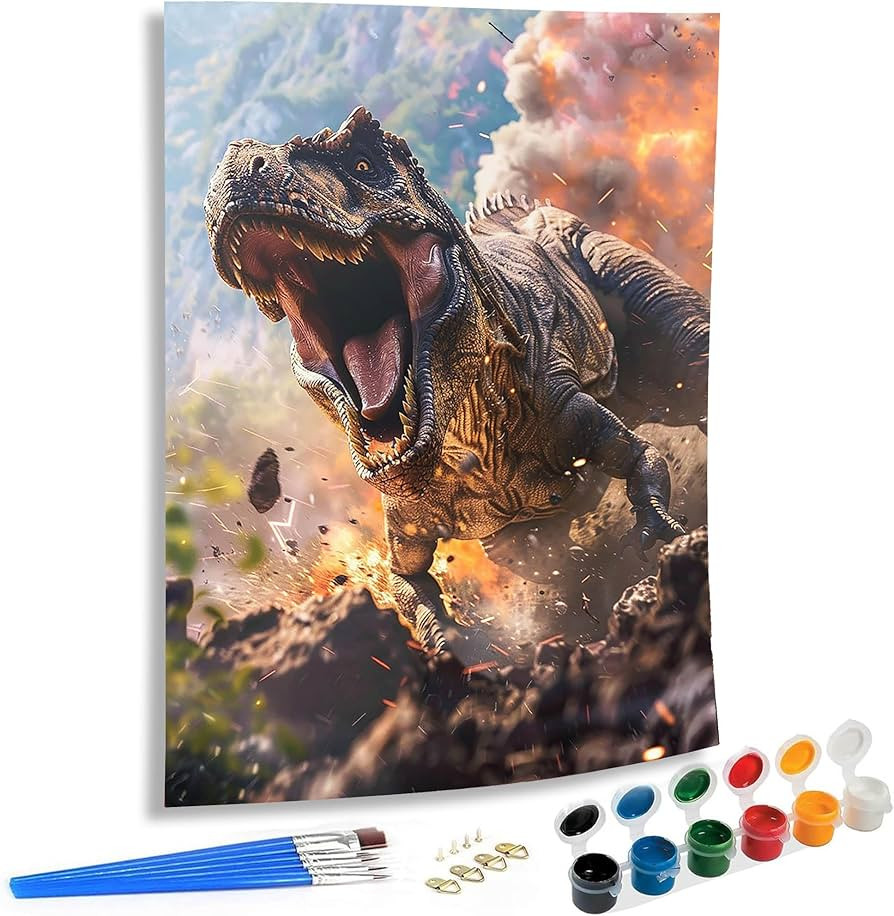 SKRYUIE Paint by Numbers Kit for Adults Beginner Dinosaur, Acrylic Volcano Oil Painting by Number... | Amazon (US)