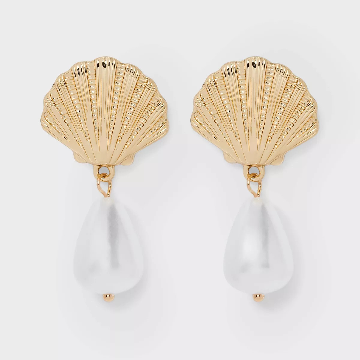 Gold Shell Post Pearl Drop Earrings - A New Day™ | Target