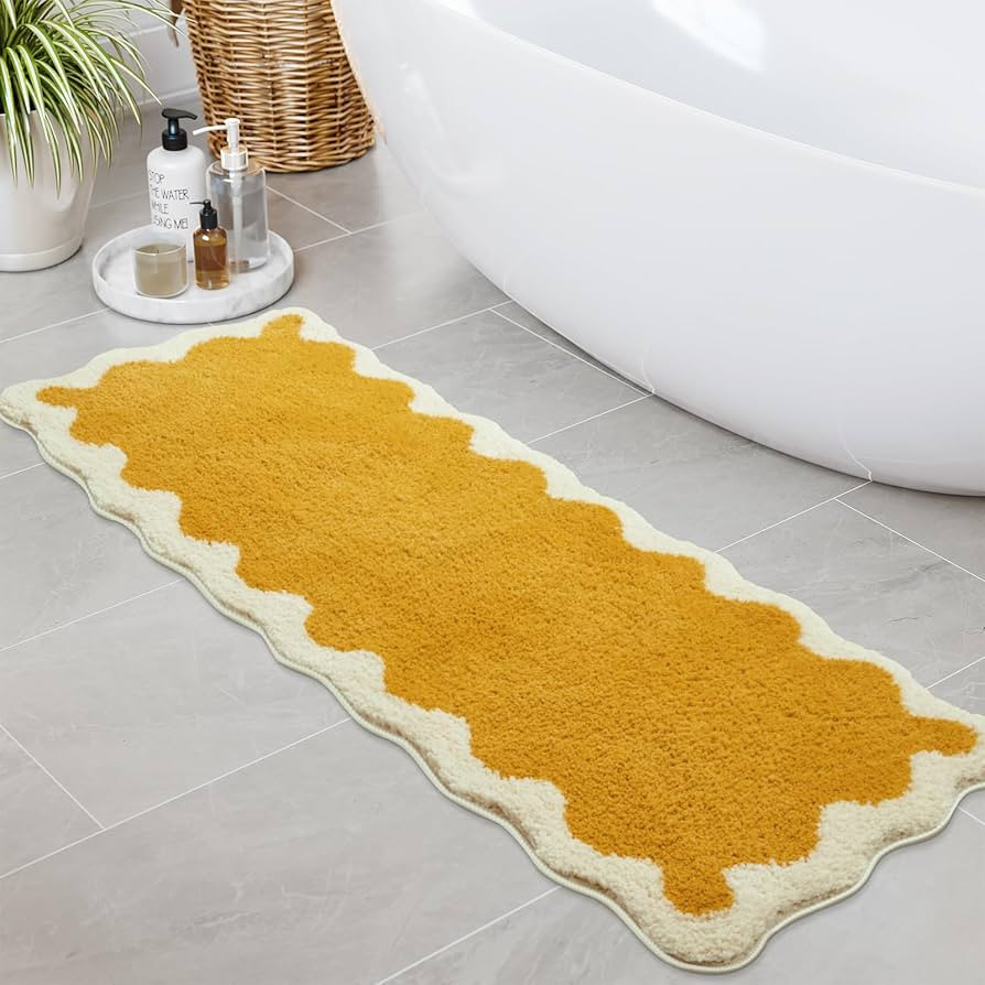 Uphome Bathroom Rug Runner, Cute Long Irregular Shaped Bathroom Rug Absorbent Non Slip, 18x47 Mac... | Amazon (US)