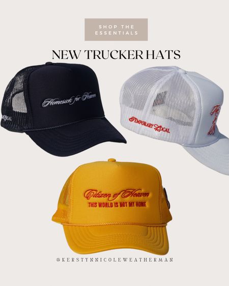 new trucker hats I ordered from a small business “temporary local” I love the meaning behind these & can’t wait to get them!! I linked other trucker hats since I’m not able to link these - you can shop these on the website - www.temporarylocal.co ✨🍒☁️🤍🍋🐚🌞