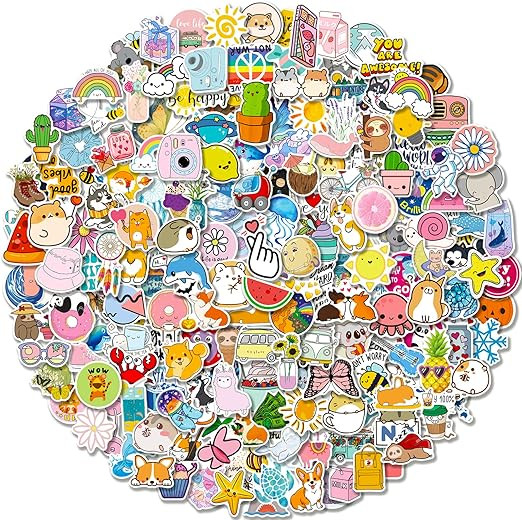 Water Bottle Stickers, 200 Pcs/Pack Waterproof Cute Vinyl Aesthetic Vsco Stickers for Hydroflask ... | Amazon (US)