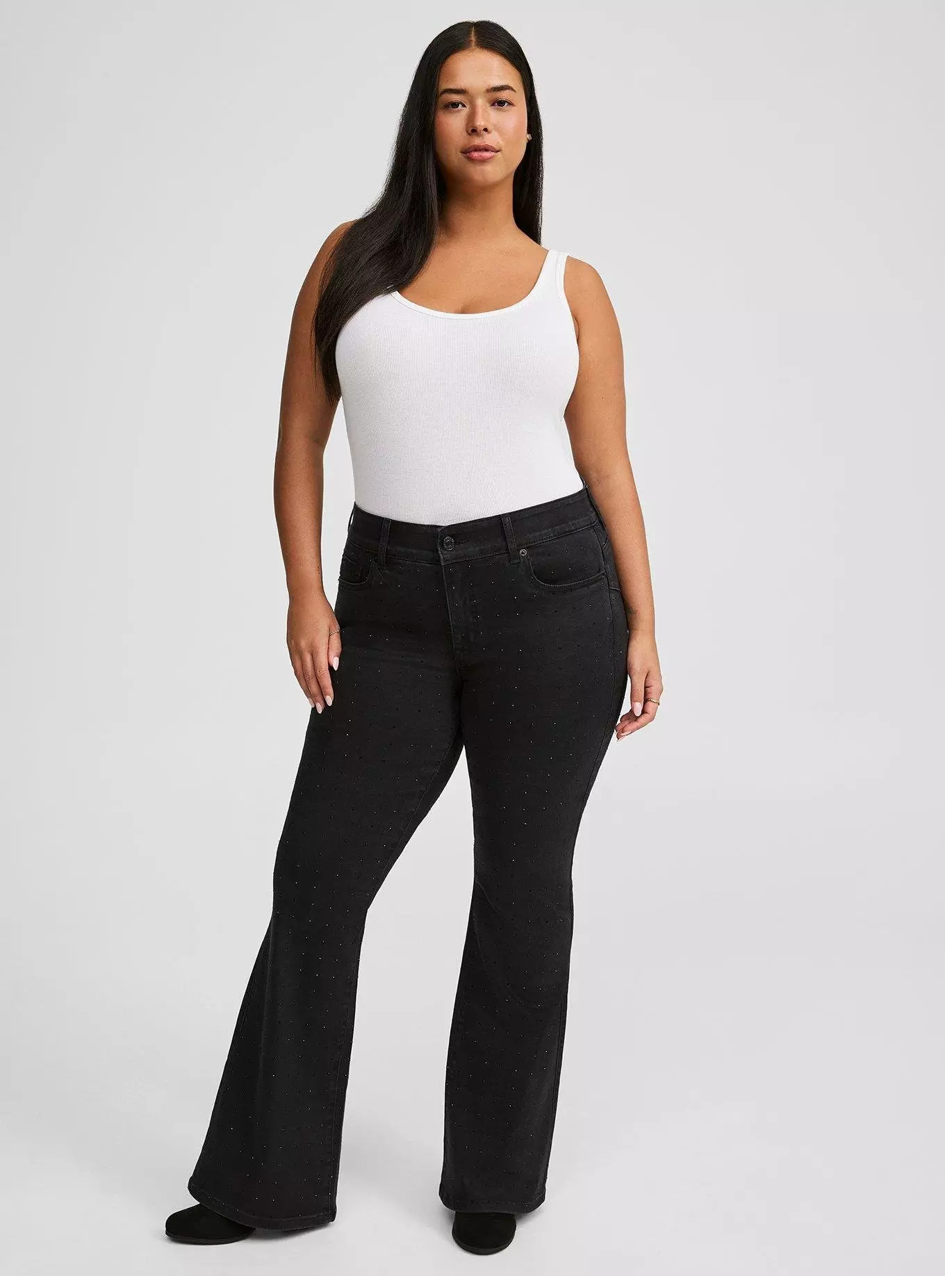Rhinestone Bombshell Flare High-Rise Jean | Torrid (US & Canada)