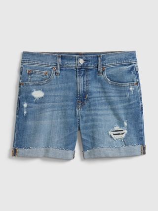 5"" Mid Rise Distressed Denim Shorts | Gap (US)