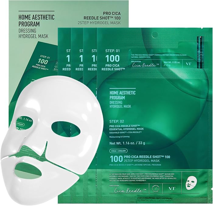 VT COSMETICS Pro Cica Reedle Shot 100 2-Step Hydrogel Mask(34.5gx4ea), Intensive Calming, Exosome... | Amazon (US)