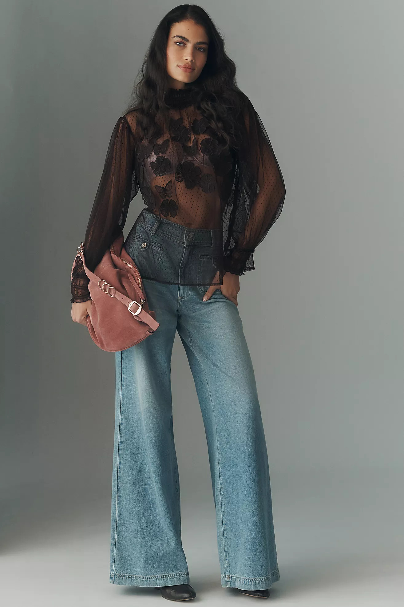 By Anthropologie 3D Butterfly Sheer Blouse | Anthropologie (US)