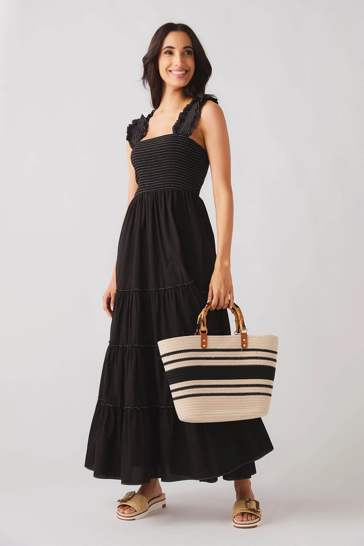 Lucy Paris Smocked Contrast Stitch Dress | Social Threads