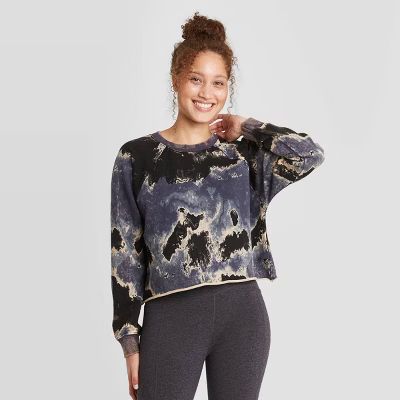 Women's French Terry Acid Wash Pullover Sweatshirt - JoyLab™ | Target
