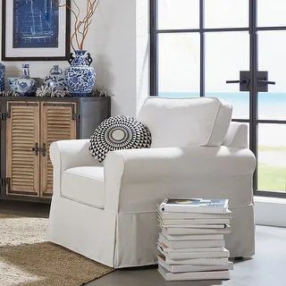 Porch & Den Zuni Arm Chair with Removable Slip Cover - Ivory | Bed Bath & Beyond