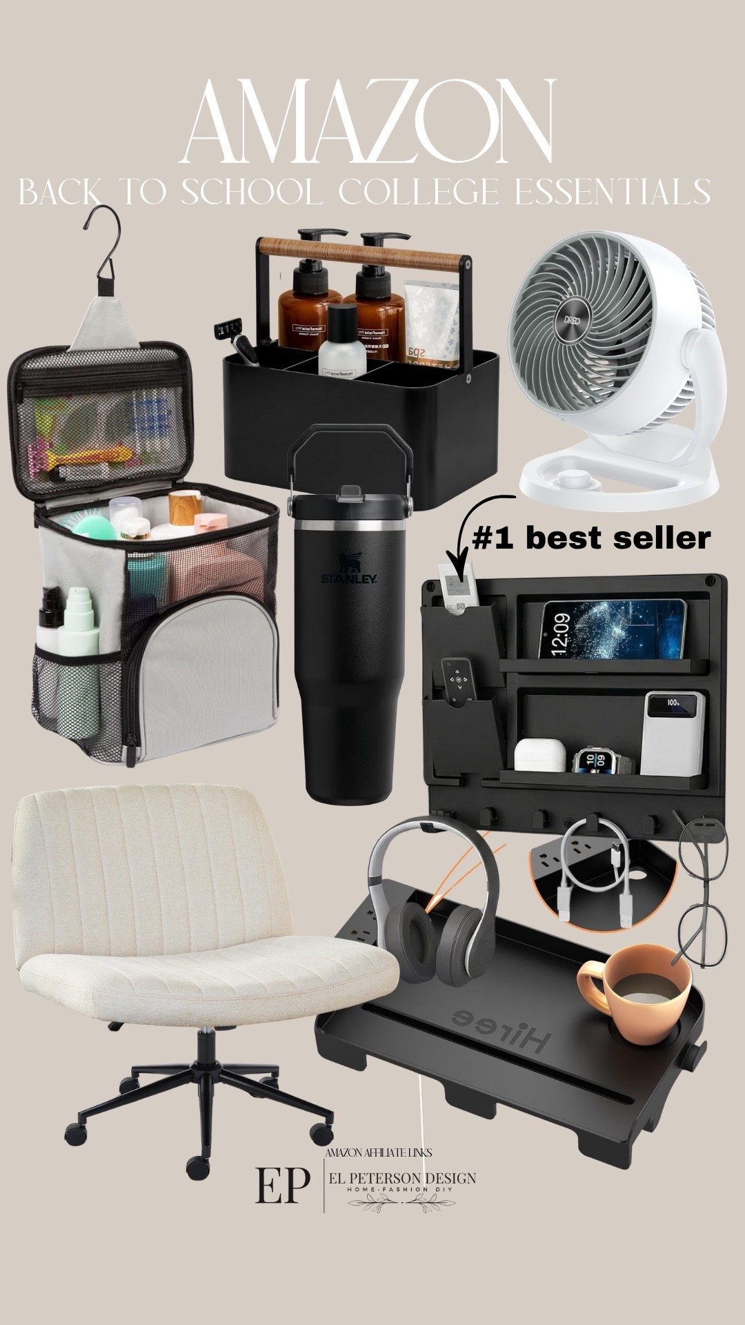 Amazon
Caddy
Shower caddy
Desk chair
Stanley
Fan
Tray for bed