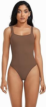 Shapewear Bodysuit for Women Tummy Control - Square Neck Sleeveless Sexy Thong Tank Top Body Shap... | Amazon (US)