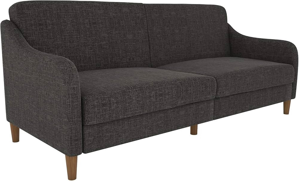 DHP Jasper 77 Inch Futon Sofa Bed, Modern Upholstered Couch Sleeper with Sloped Arms, Gray | Amazon (US)