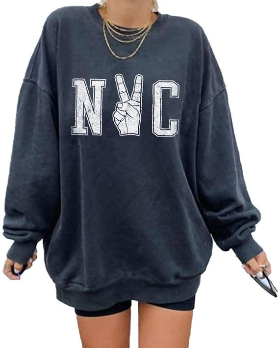 Women's Los Angeles California Oversized Batwing Long Sleeve Sweatshirts Crewneck Pullover Tops | Amazon (US)
