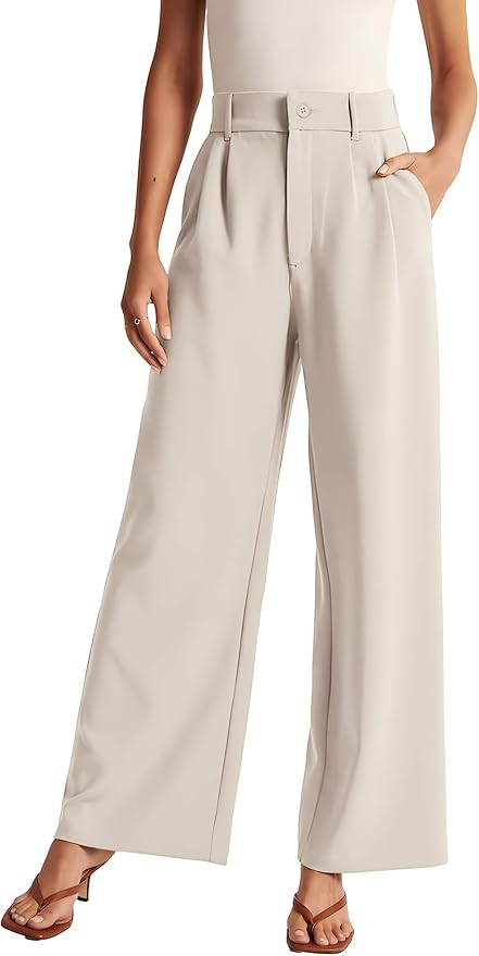 Womens Wide Leg Pants High Waisted Business Casual Summer Dress Pants Palazzo Long Work Trousers ... | Amazon (US)