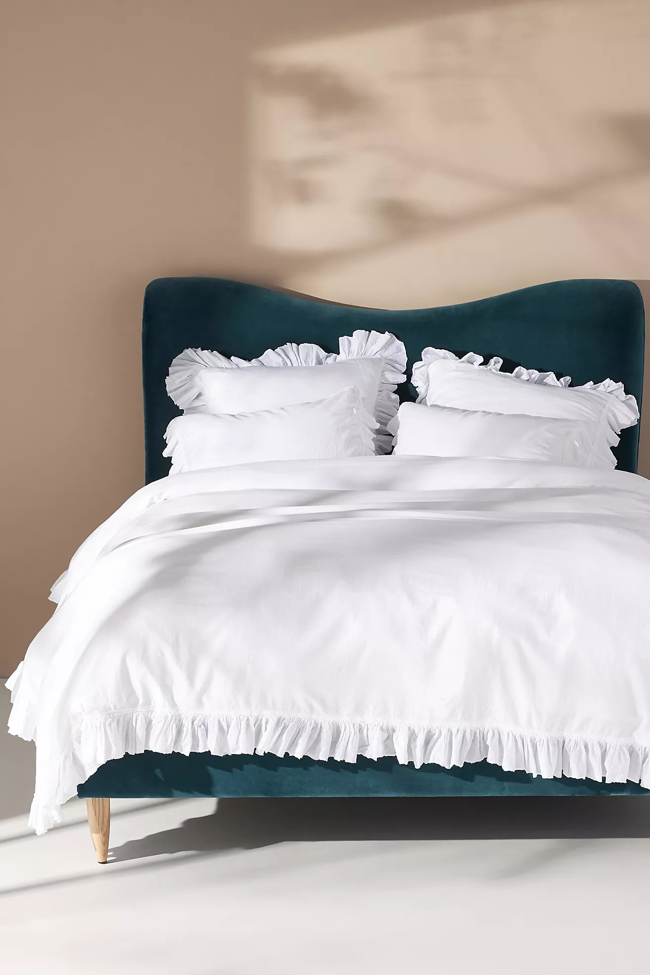 Ruffled Organic Spa Sateen Duvet Cover | Anthropologie (US)