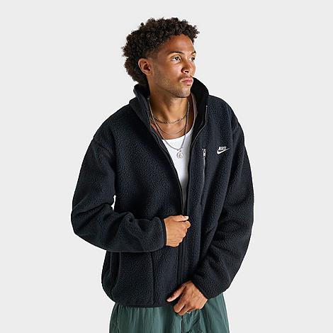 Nike Men's Sportswear Club Fleece Jacket in Black/Black Size Small 100% Polyester/Fleece/Fiber | Finish Line (US)