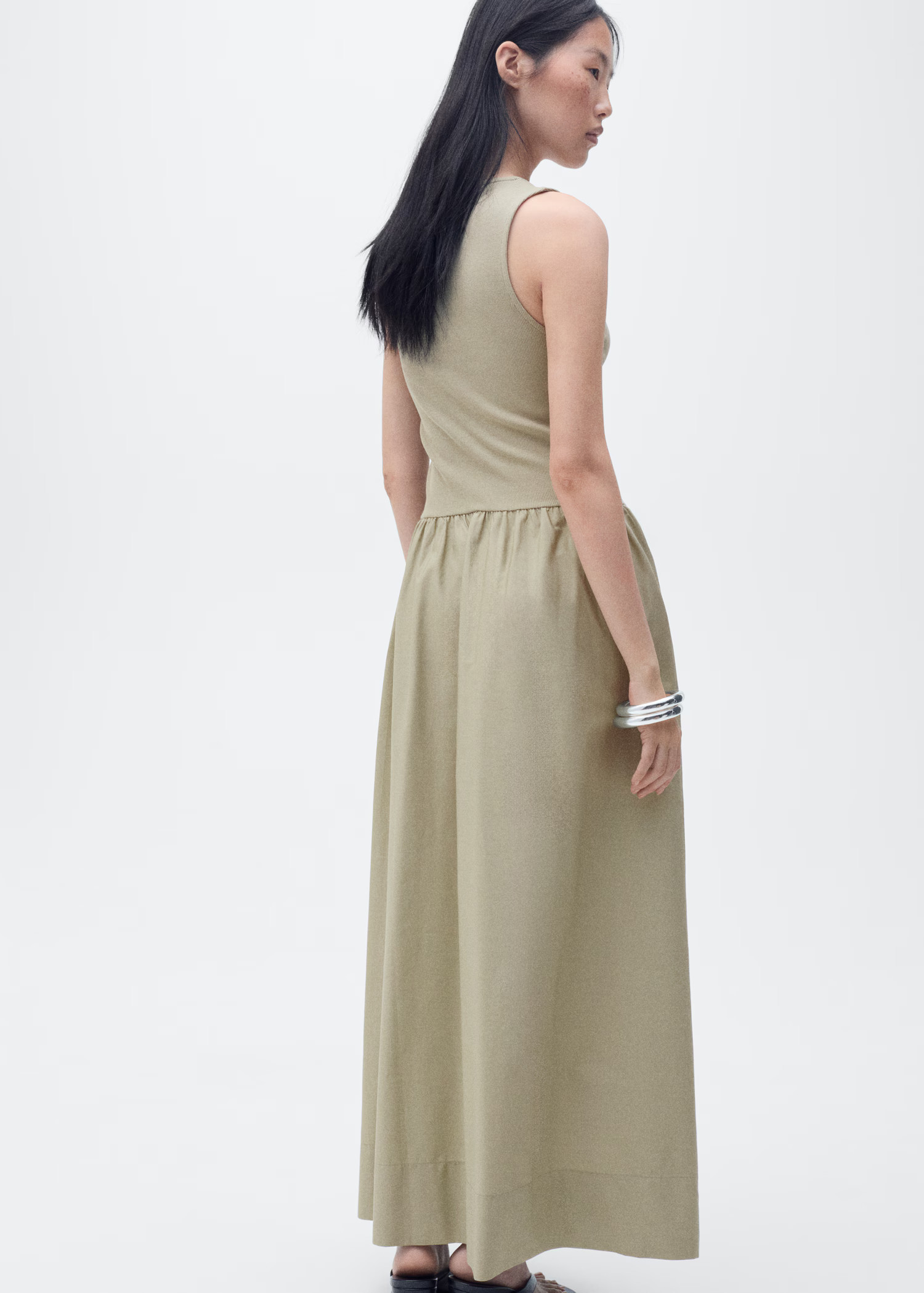 Flared dress in combined fabric - Women | MANGO Canada | Mango Canada